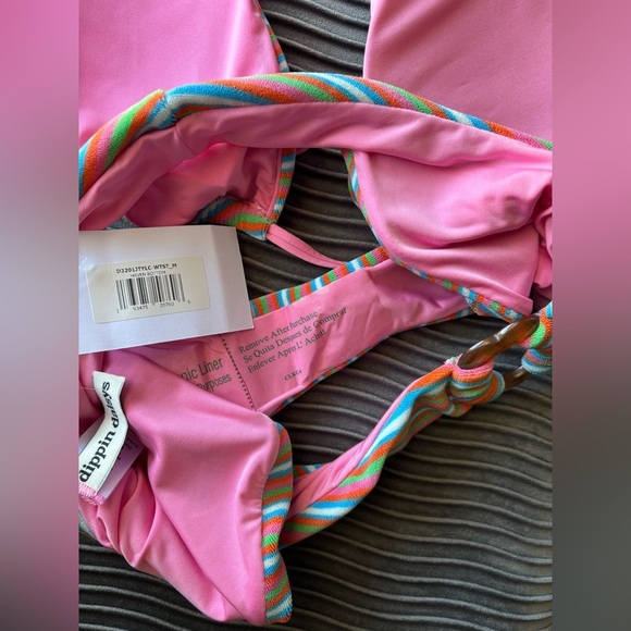 NWT Dippin Daisy’s watermelon palm stripe terry swim bikini set - Picture 8 of 8